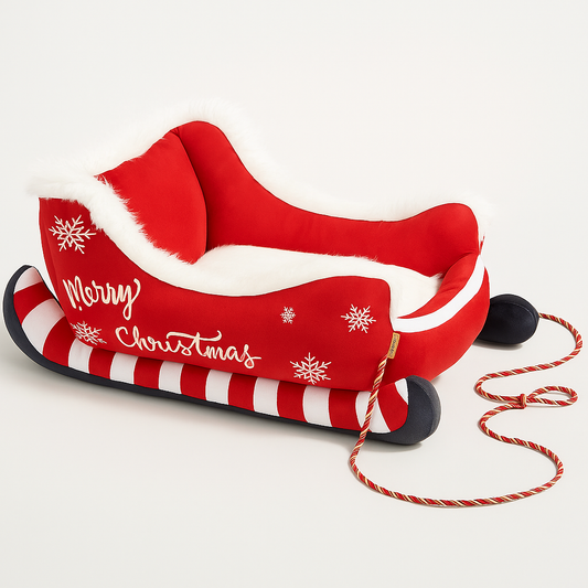 Cozy Christmas Sled Dog Bed – Washable, Supportive & Non-Slip