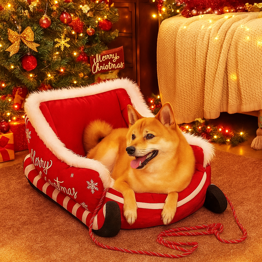 Cozy Christmas Sled Dog Bed – Washable, Supportive & Non-Slip