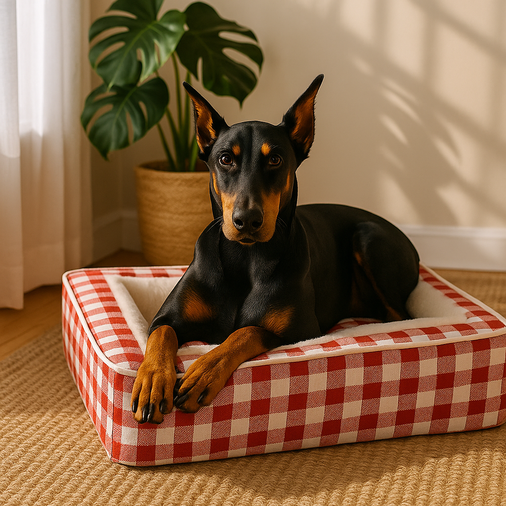 Cozy Bolster Plaid Dog Bed – Washable, Supportive & Non-Slip