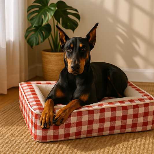 Cozy Bolster Plaid Dog Bed – Washable, Supportive & Non-Slip