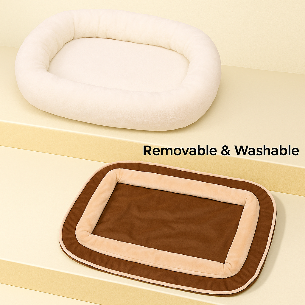 Thick Bolster Plush Dog Bed – Washable, Soft and Relaxing