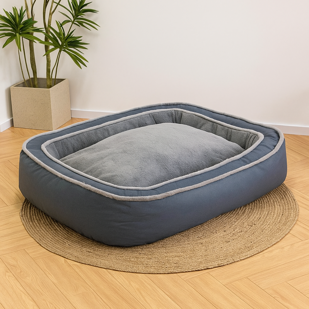 Thick Bolster Plush Dog Bed – Washable, Soft and Relaxing