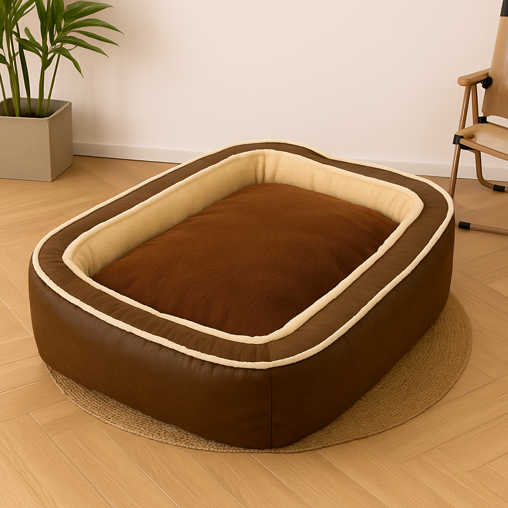Thick Bolster Plush Dog Bed – Washable, Soft and Relaxing