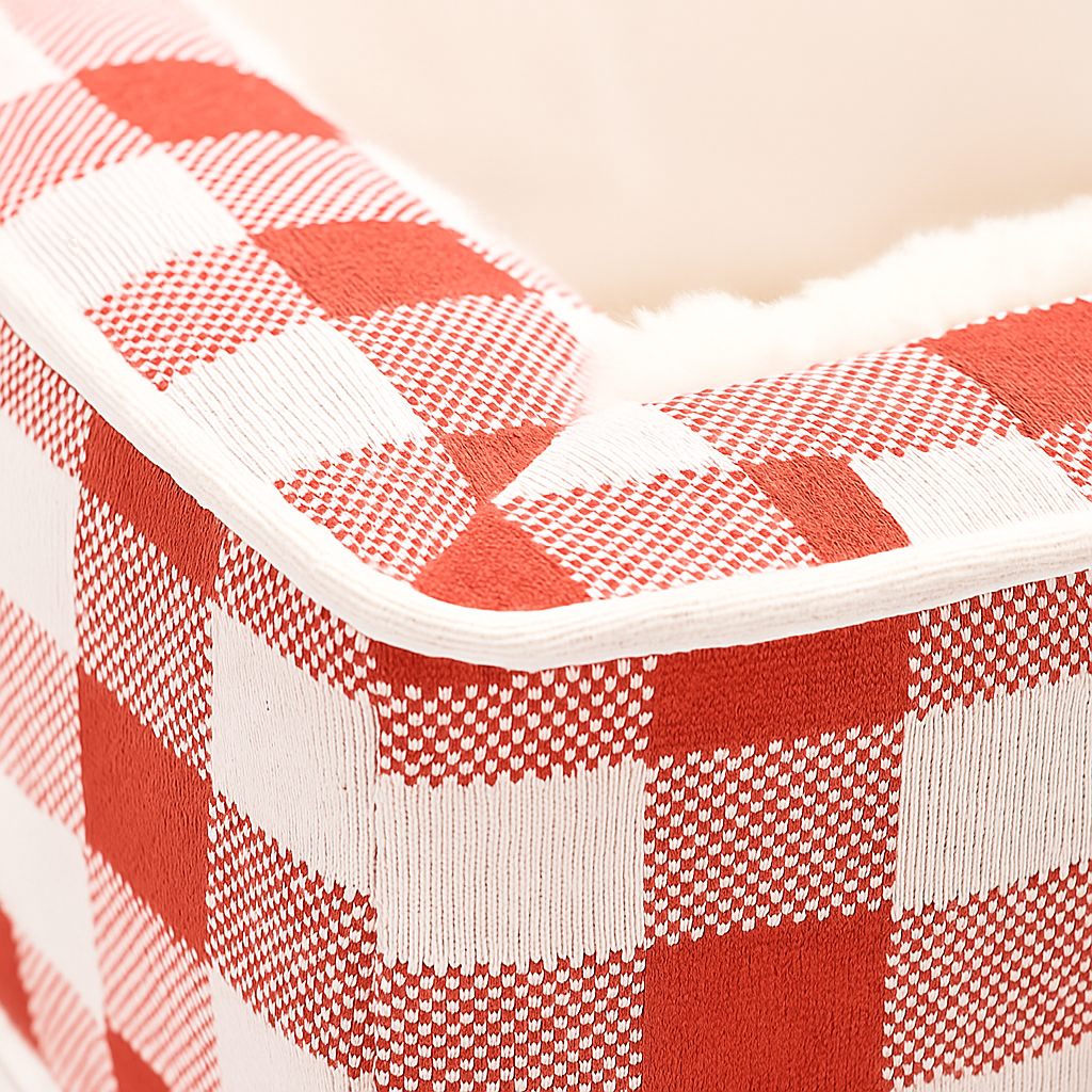 Cozy Bolster Plaid Dog Bed – Washable, Supportive & Non-Slip