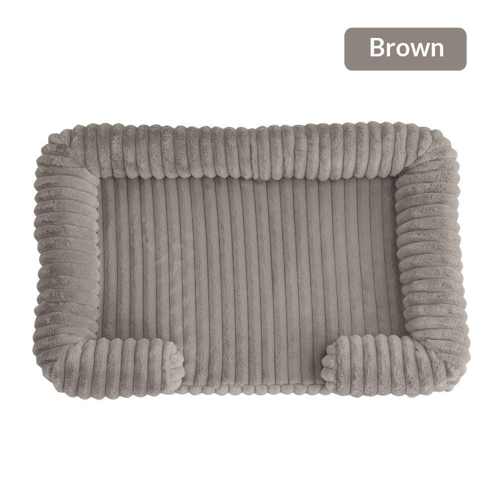 Fluffy Bolster Velvet Dog Bed - Washable, Supportive and Plush